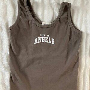 City Of Angels Brown Tank Top 100% Cotton Size L juniors